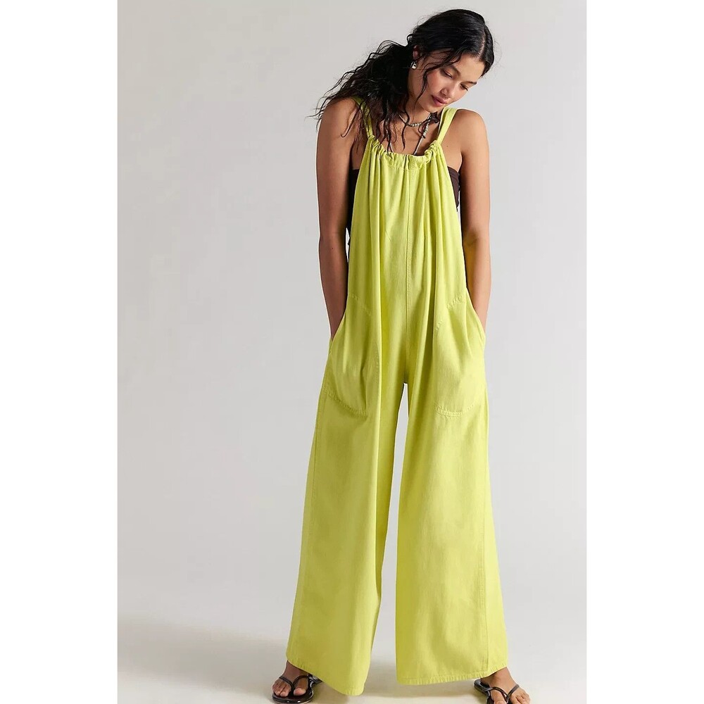 Free People We The Free Freebird Jumpsuit Dress Wide Leg Cotton Cozy L 289076